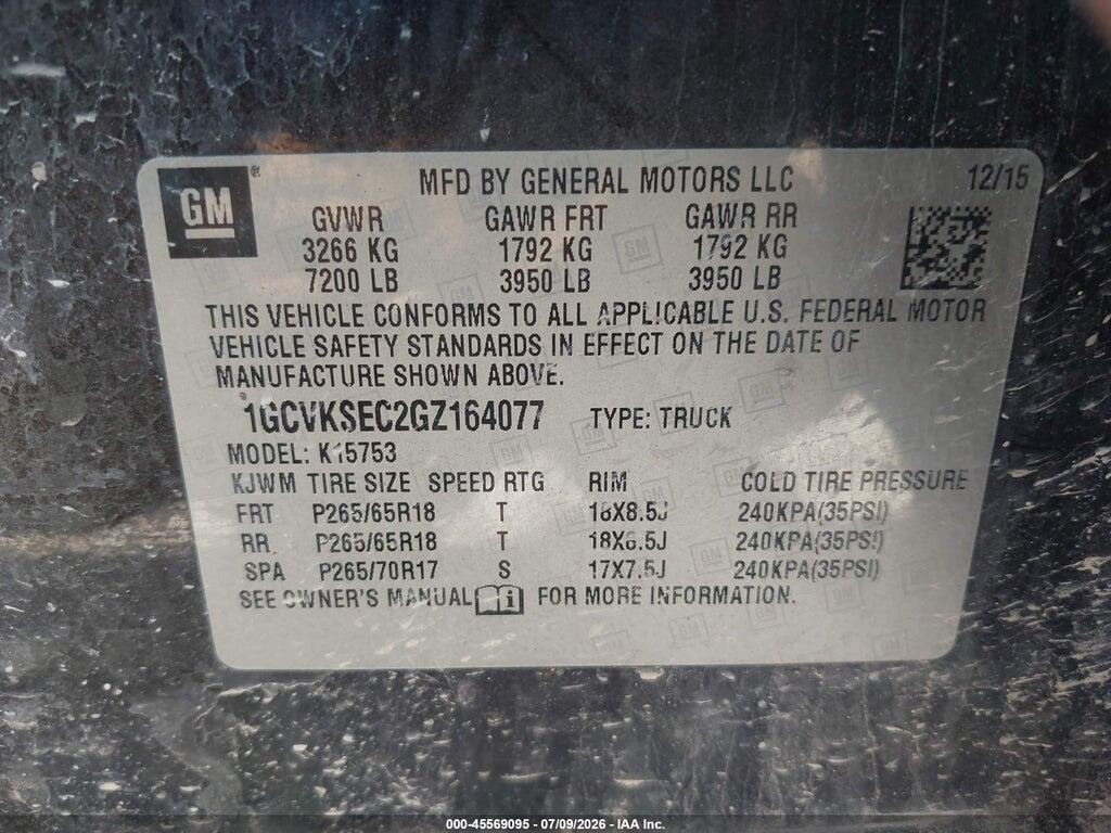 1GCVKSEC2GZ164077 2016 CHEVROLET SILVERADO 1500 photo no. 9
