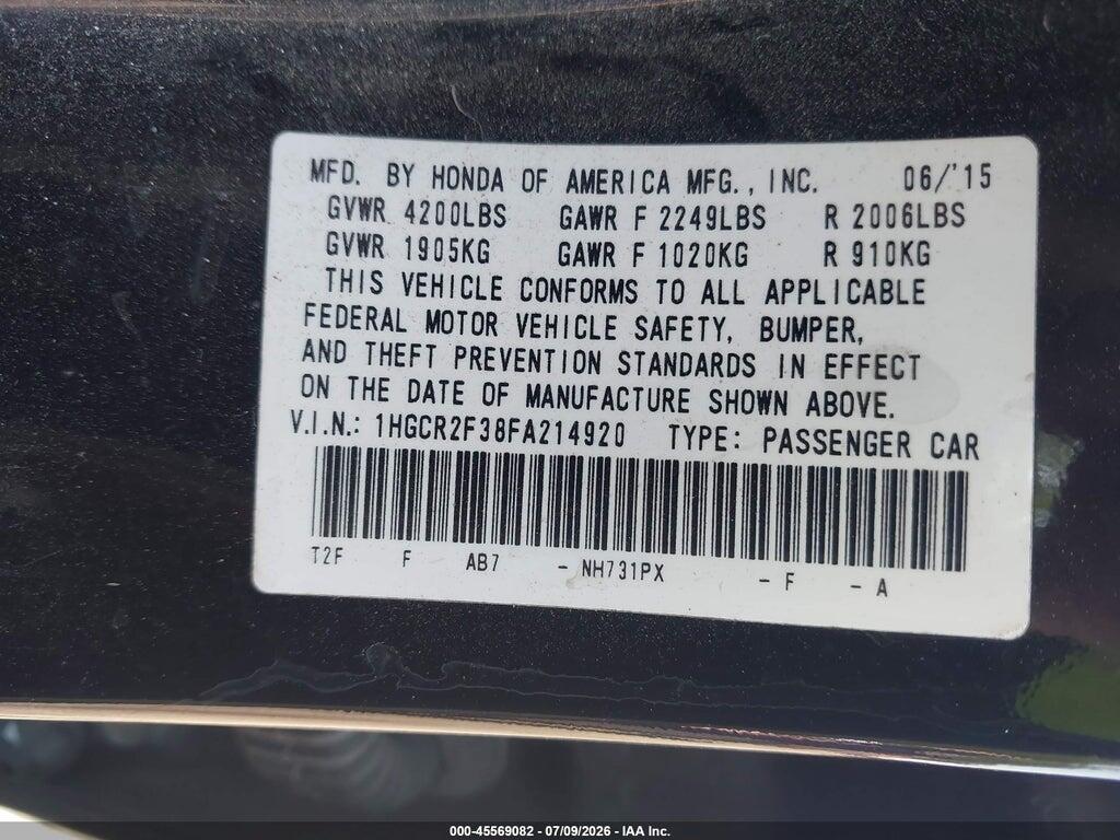 1HGCR2F38FA214920 2015 HONDA ACCORD photo no. 9