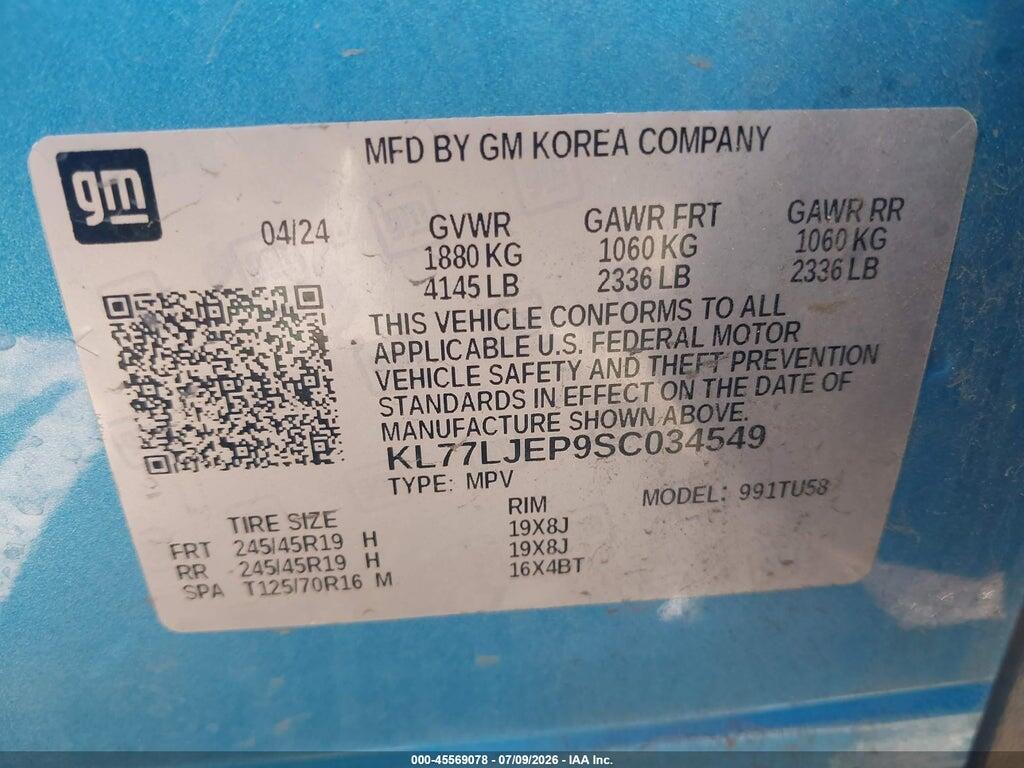 KL77LJEP9SC034549 2025 CHEVROLET TRAX photo no. 9