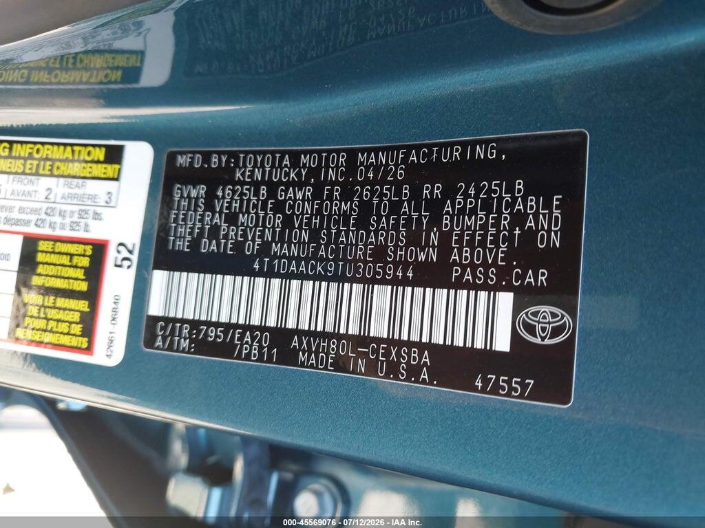 4T1DAACK9TU305944 2026 TOYOTA CAMRY photo no. 9
