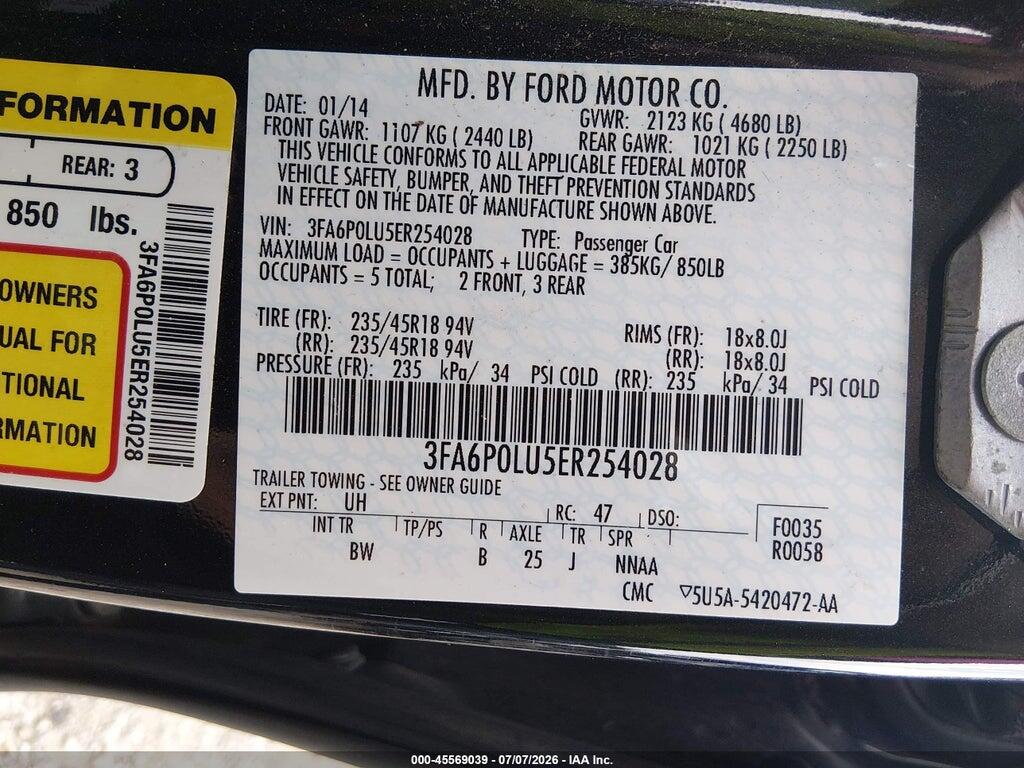 3FA6P0LU5ER254028 2014 FORD FUSION HYBRID photo no. 9