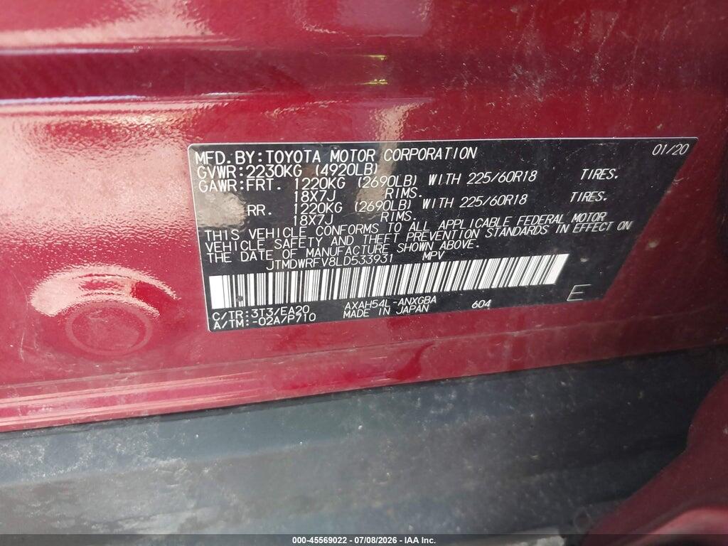 JTMDWRFV8LD533931 2020 TOYOTA RAV4 HYBRID photo no. 9