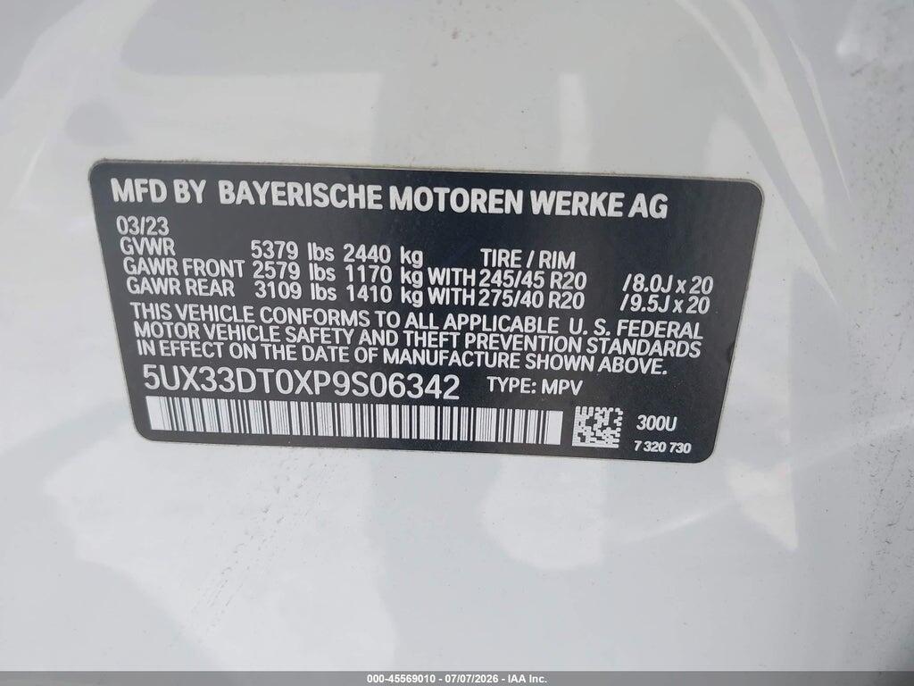 5UX33DT0XP9S06342 2023 BMW X4 photo no. 9
