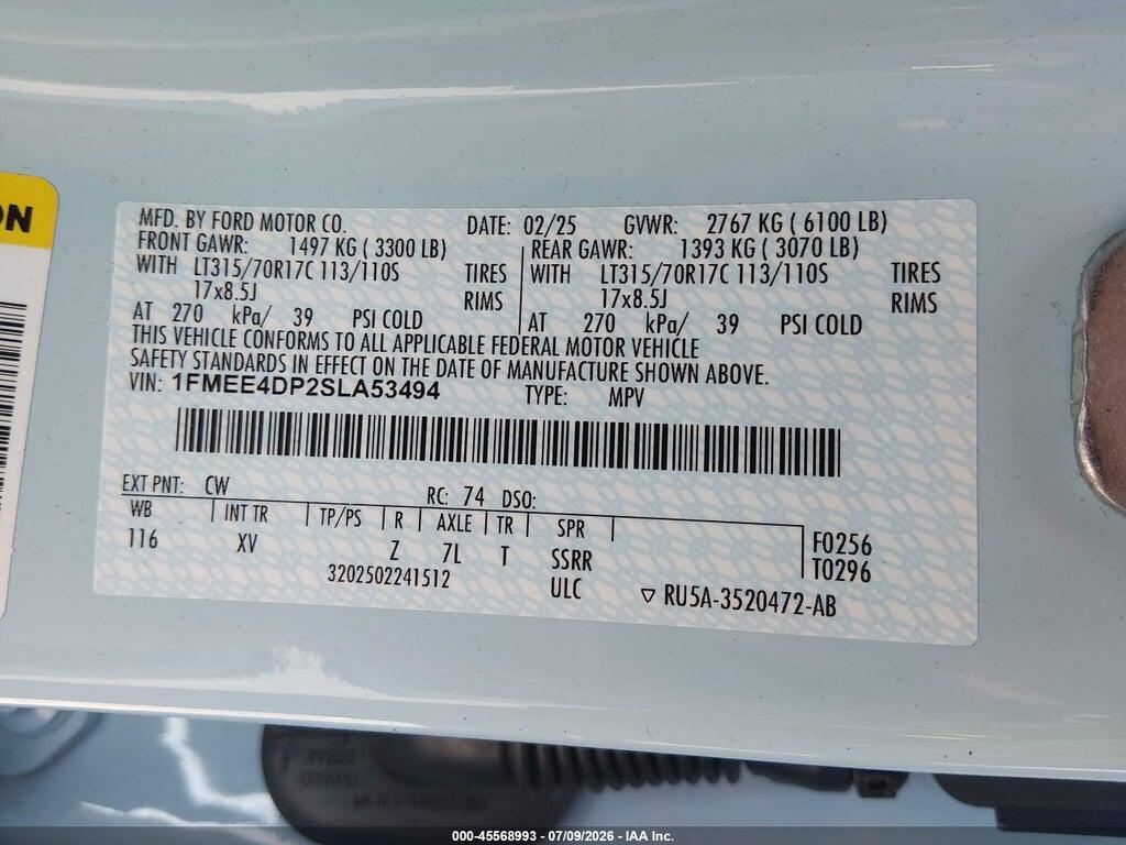 1FMEE4DP2SLA53494 2025 FORD BRONCO photo no. 9