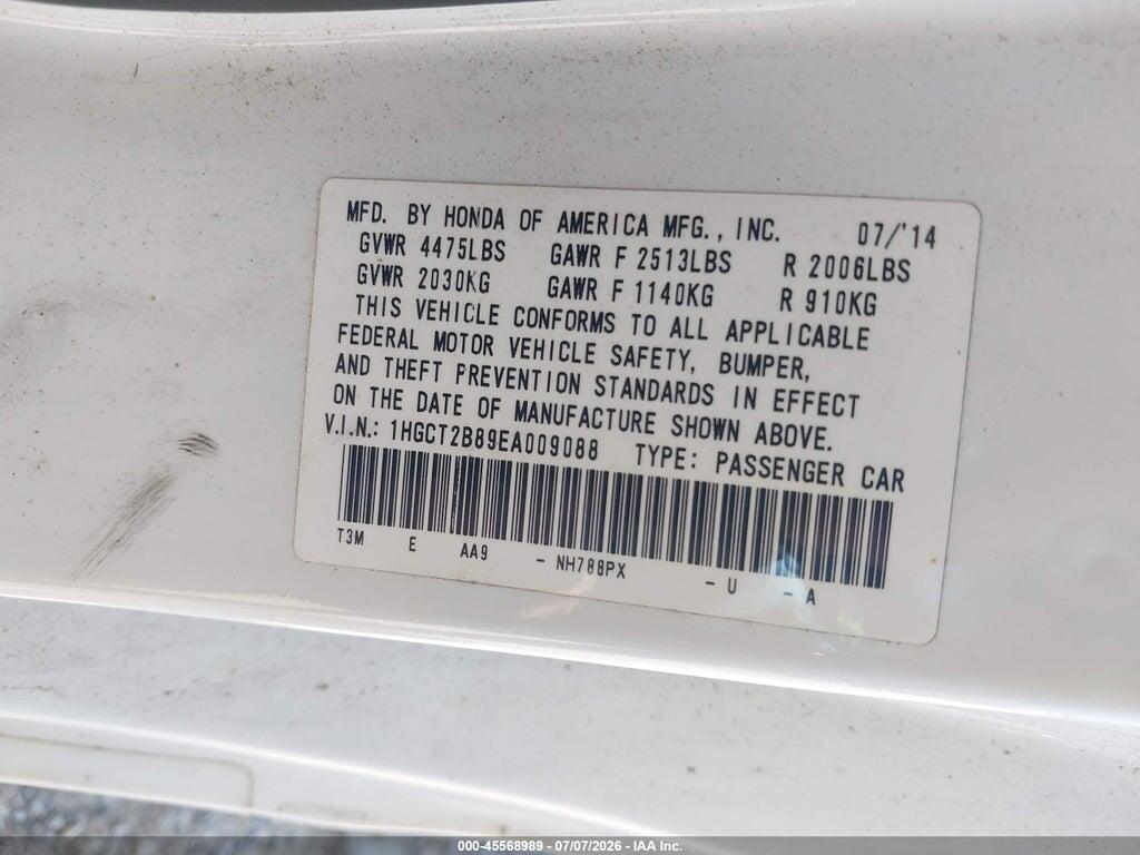 1HGCT2B89EA009088 2014 HONDA ACCORD photo no. 9