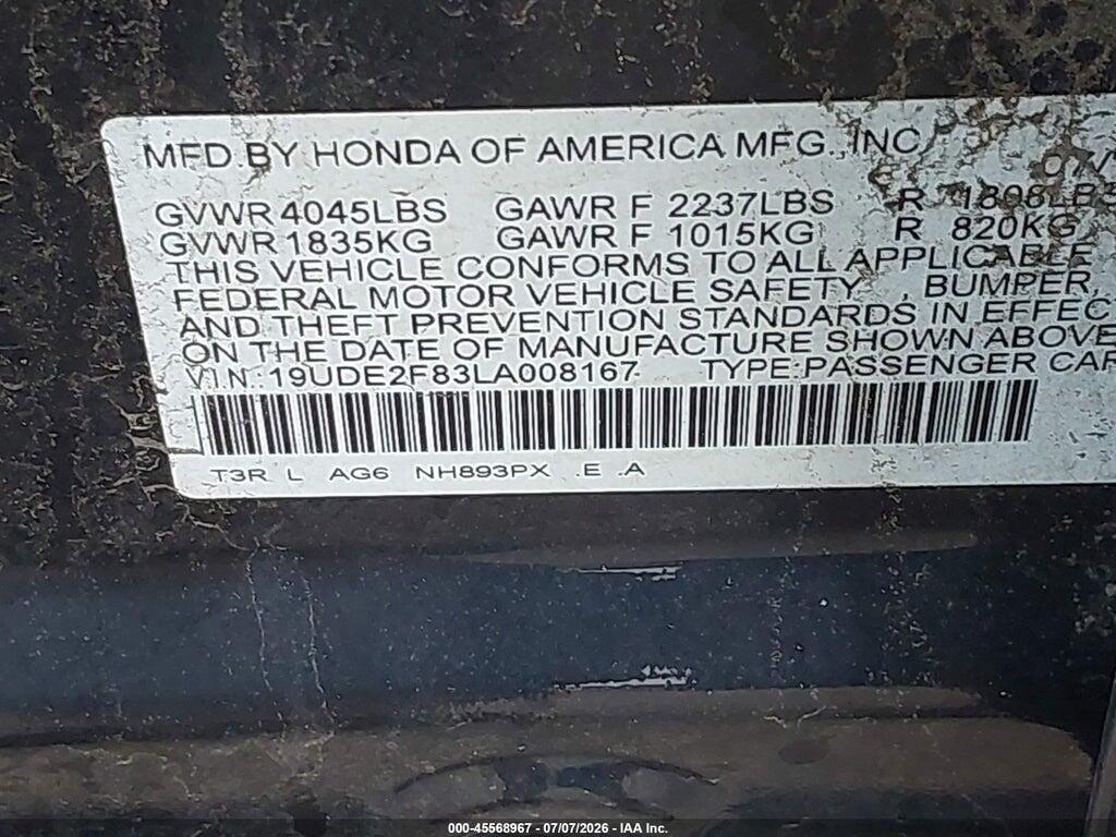 19UDE2F83LA008167 2020 ACURA ILX photo no. 9