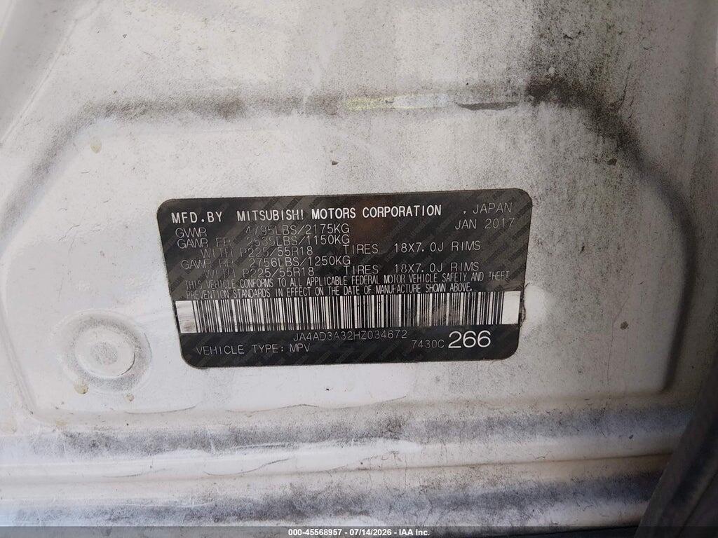 JA4AD3A32HZ034672 2017 MITSUBISHI OUTLANDER photo no. 9