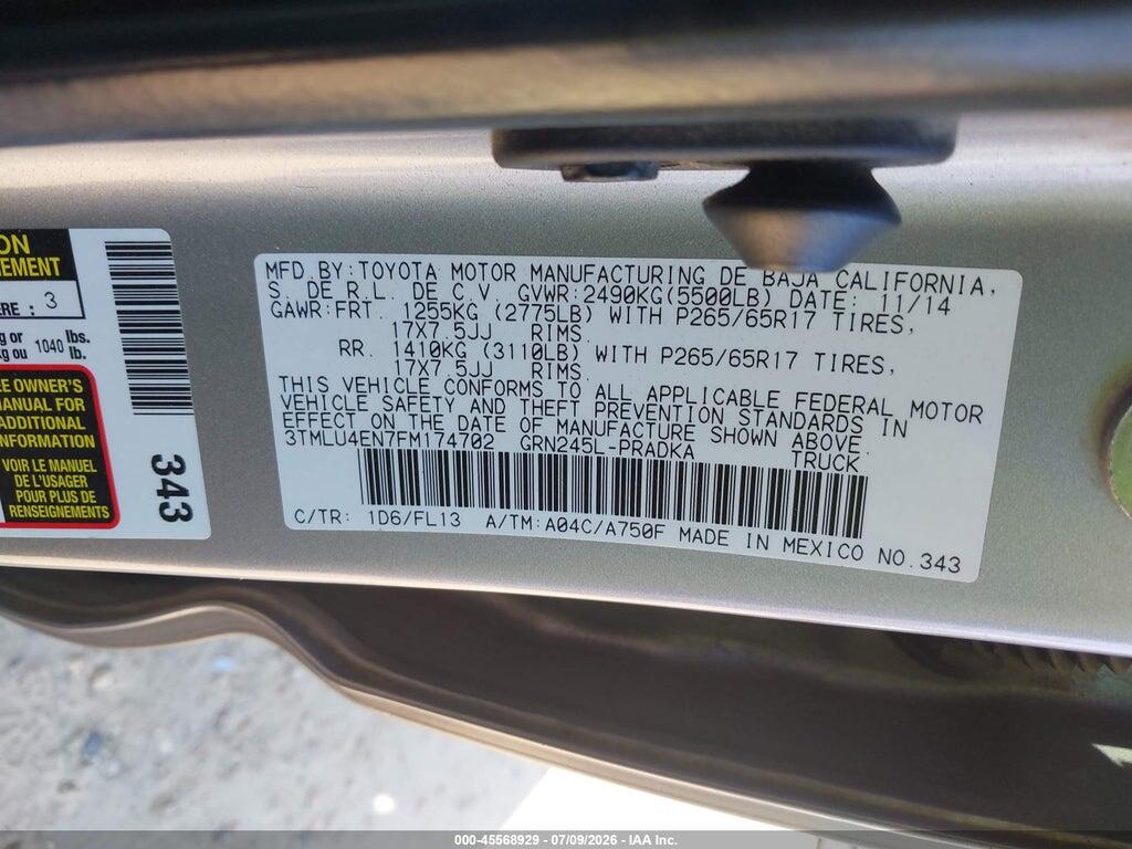 3TMLU4EN7FM174702 2015 TOYOTA TACOMA photo no. 9