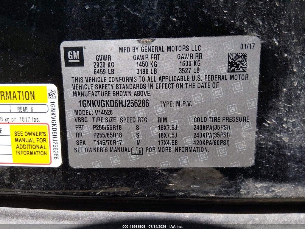 1GNKVGKD6HJ256286 2017 CHEVROLET TRAVERSE photo no. 9