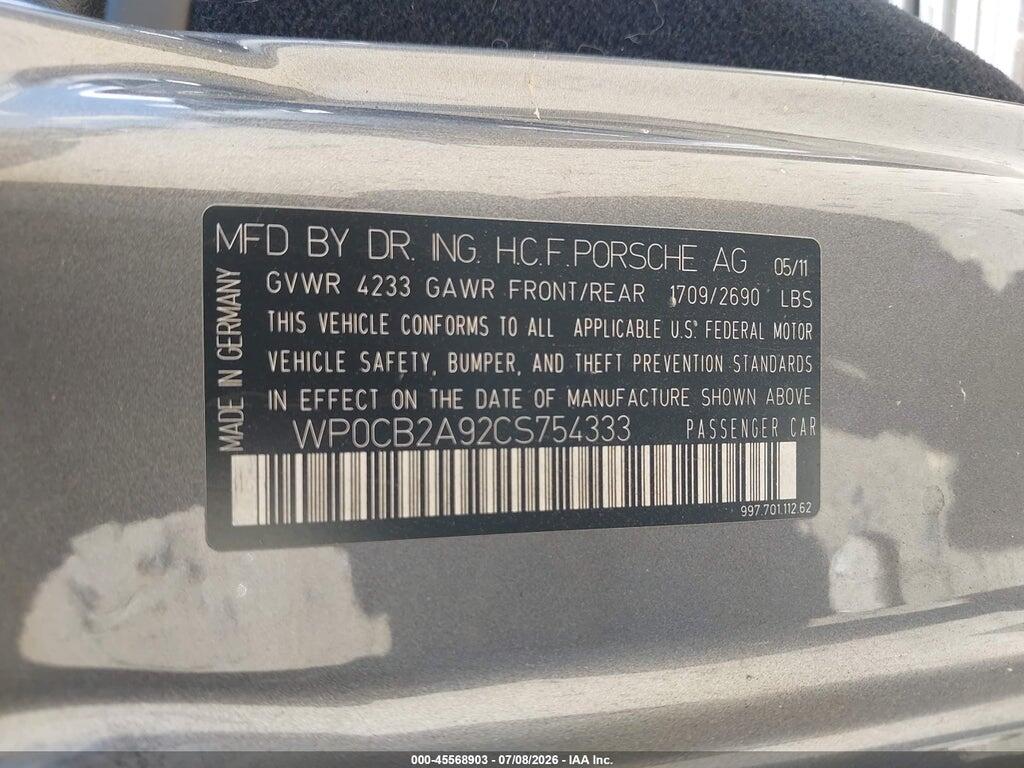 WP0CB2A92CS754333 2012 PORSCHE 911 photo no. 9