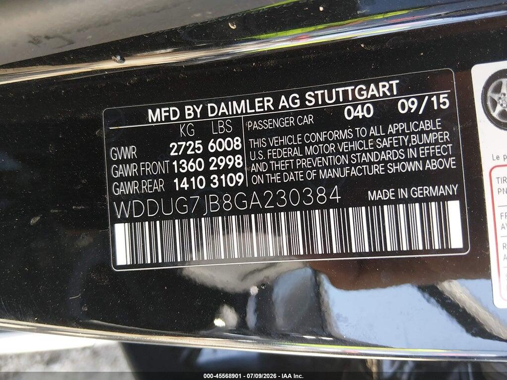 WDDUG7JB8GA230384 2016 MERCEDES-BENZ AMG S 63 photo no. 9