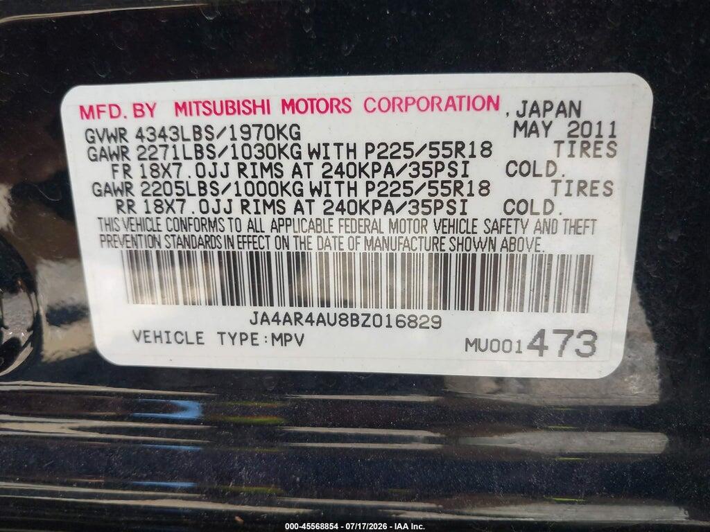 JA4AR4AU8BZ016829 2011 MITSUBISHI OUTLANDER SPORT photo no. 9