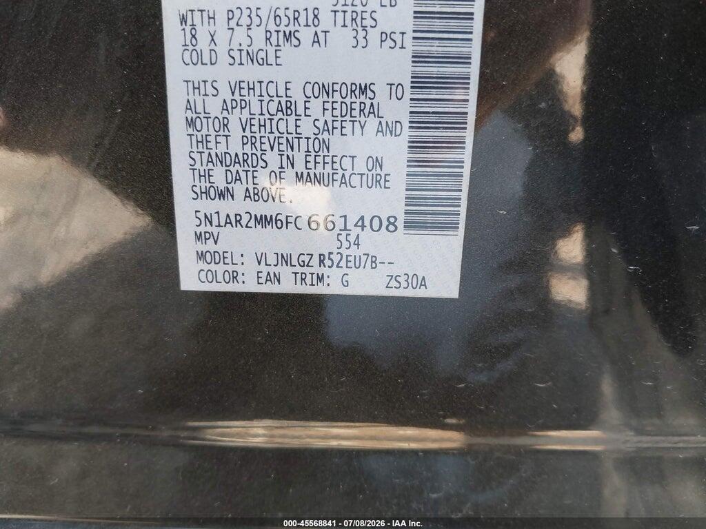5N1AR2MM6FC661408 2015 NISSAN PATHFINDER photo no. 9