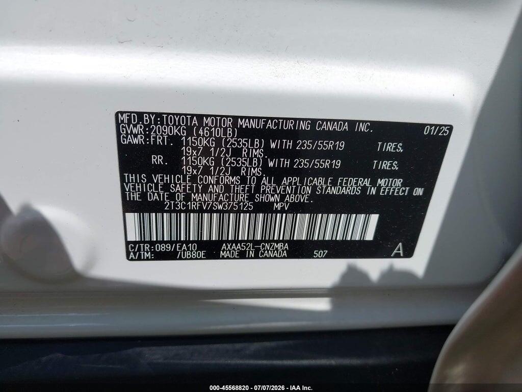 2T3C1RFV7SW375125 2025 TOYOTA RAV4 photo no. 9