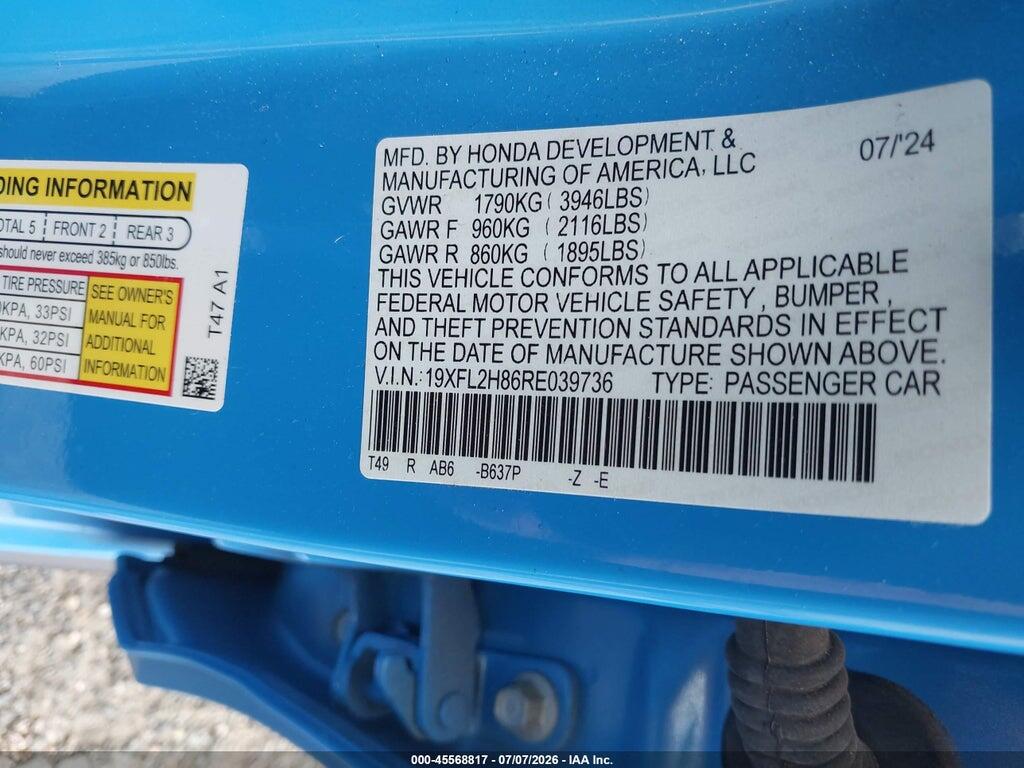 19XFL2H86RE039736 2024 HONDA CIVIC photo no. 9
