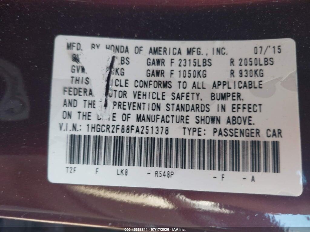1HGCR2F88FA251378 2015 HONDA ACCORD photo no. 9