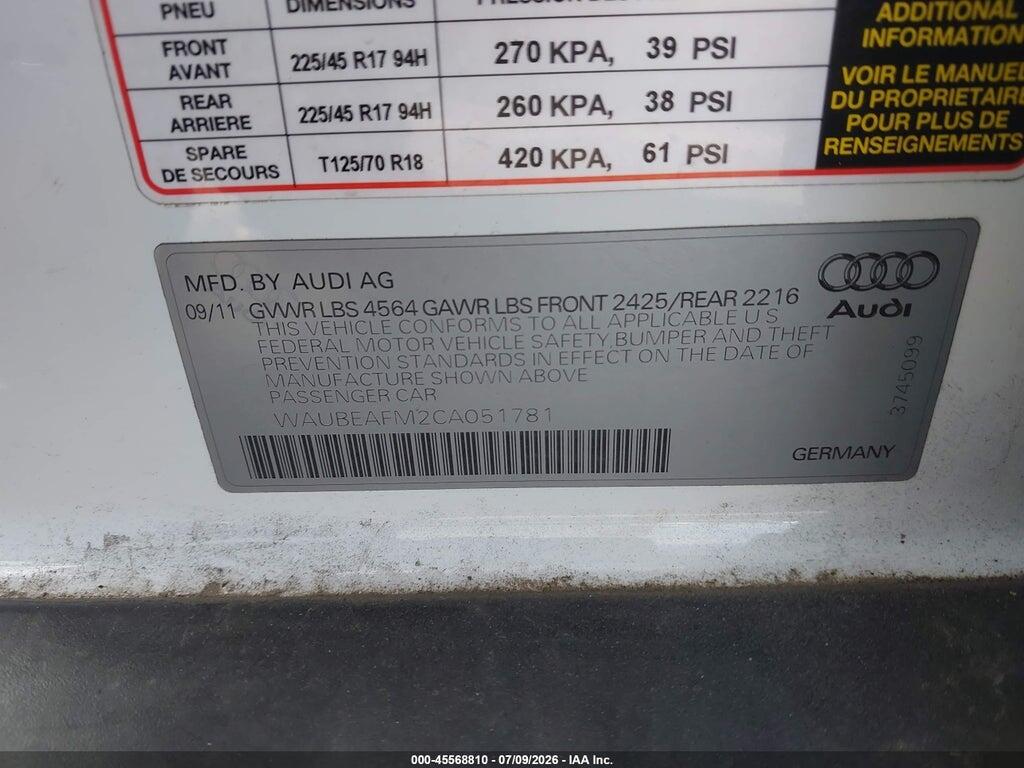 WAUBEAFM2CA051781 2012 AUDI A3 photo no. 9