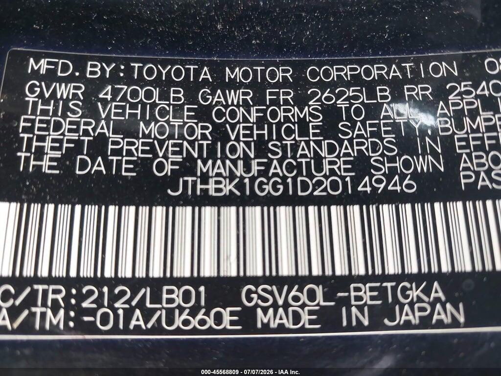 JTHBK1GG1D2014946 2013 LEXUS ES 350 photo no. 9