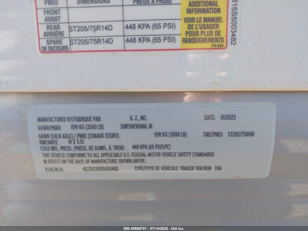 4EZTK1315S5003482 2025 K-Z INC TRAVEL TRAILER photo no. 9