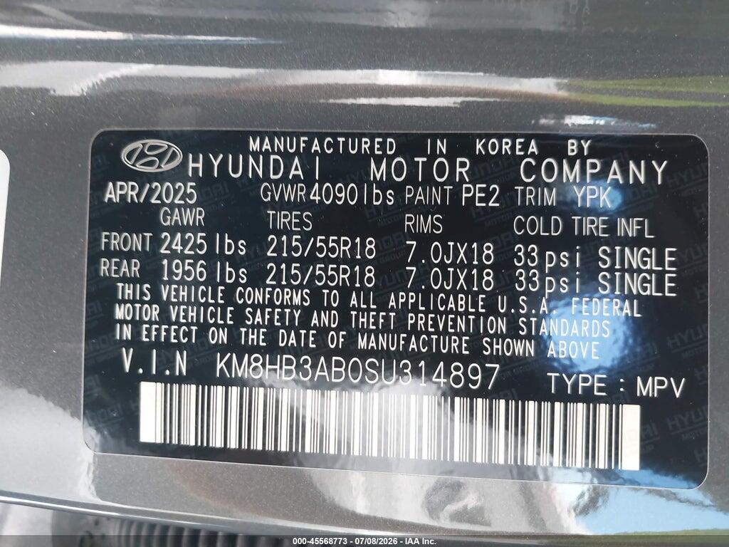 KM8HB3AB0SU314897 2025 HYUNDAI KONA photo no. 9
