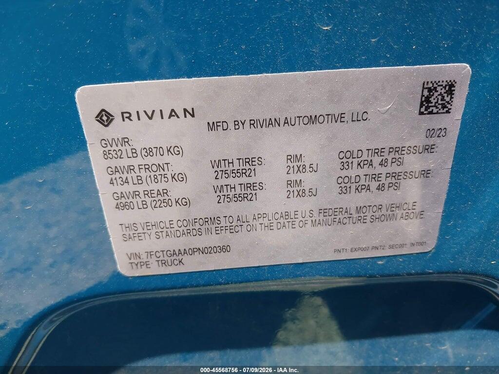 7FCTGAAA0PN020360 2023 RIVIAN R1T photo no. 9