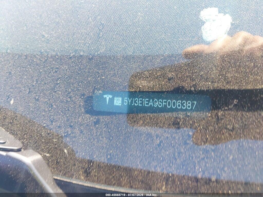 5YJ3E1EA9SF006387 2025 TESLA MODEL 3 photo no. 9