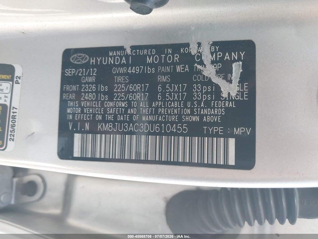 KM8JU3AC3DU610455 2013 HYUNDAI TUCSON photo no. 9