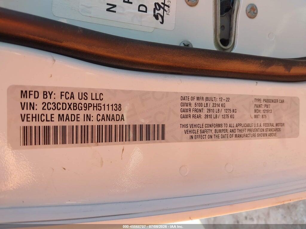 2C3CDXBG9PH511138 2023 DODGE CHARGER photo no. 9