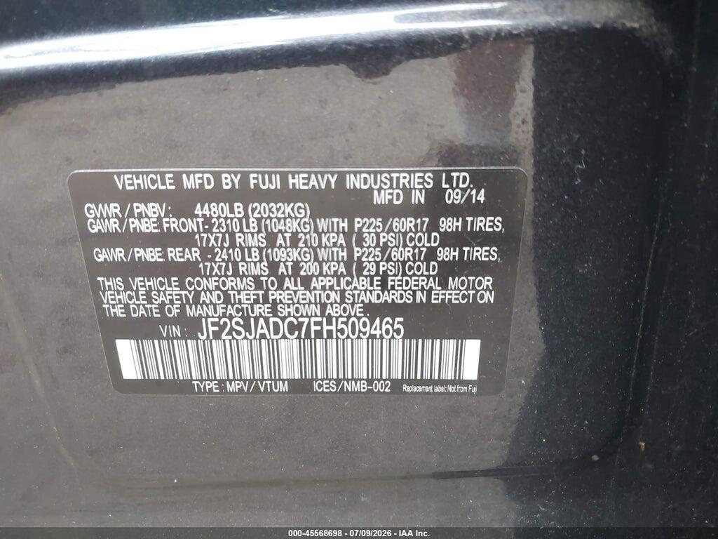 JF2SJADC7FH509465 2015 SUBARU FORESTER photo no. 9