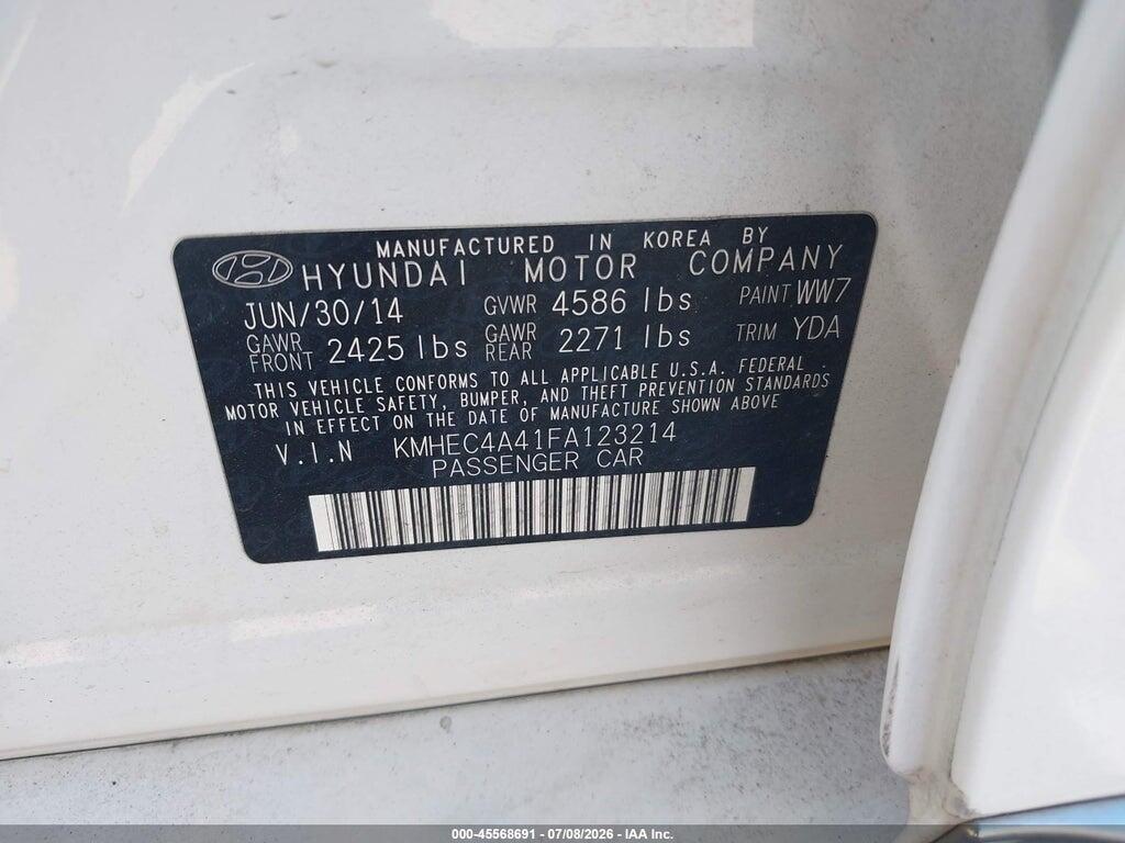 KMHEC4A41FA123214 2015 HYUNDAI SONATA HYBRID photo no. 9
