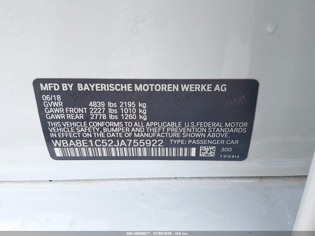 WBA8E1C52JA755922 2018 BMW 330E photo no. 9