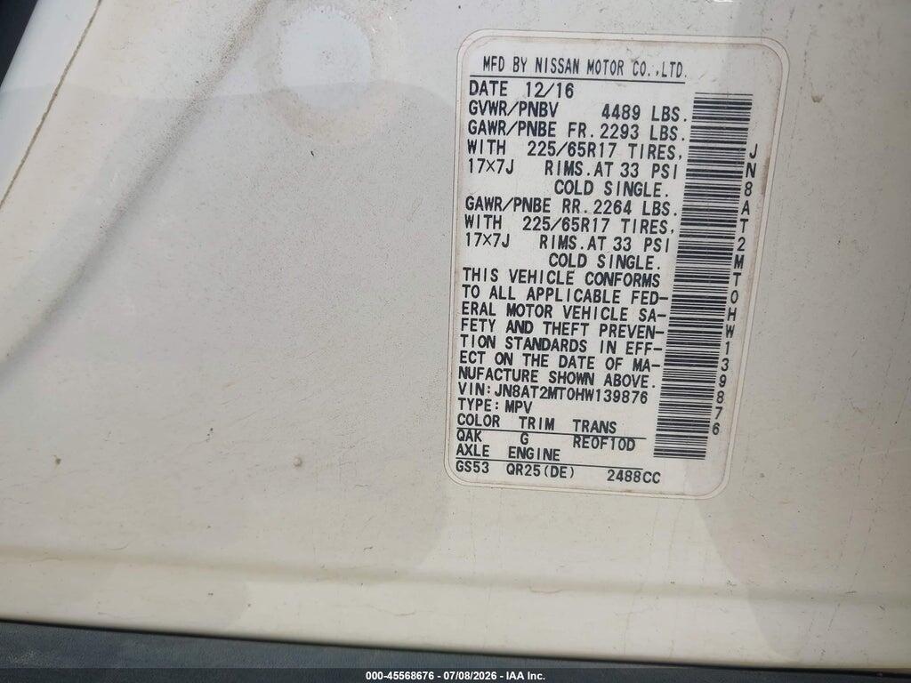 JN8AT2MT0HW139876 2017 NISSAN ROGUE photo no. 9
