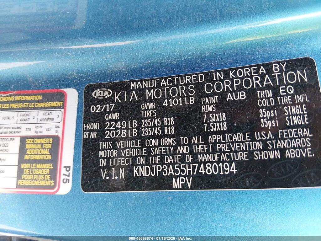 KNDJP3A55H7480194 2017 KIA SOUL photo no. 9