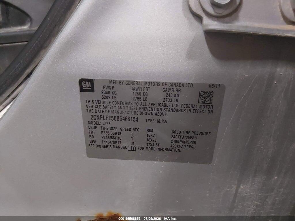 2CNFLFE50B6466154 2011 CHEVROLET EQUINOX photo no. 9