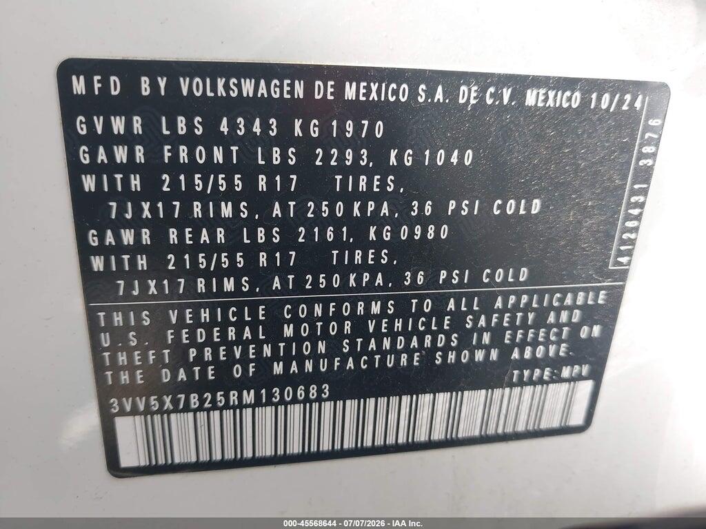 3VV5X7B25RM130683 2024 VOLKSWAGEN TAOS photo no. 9