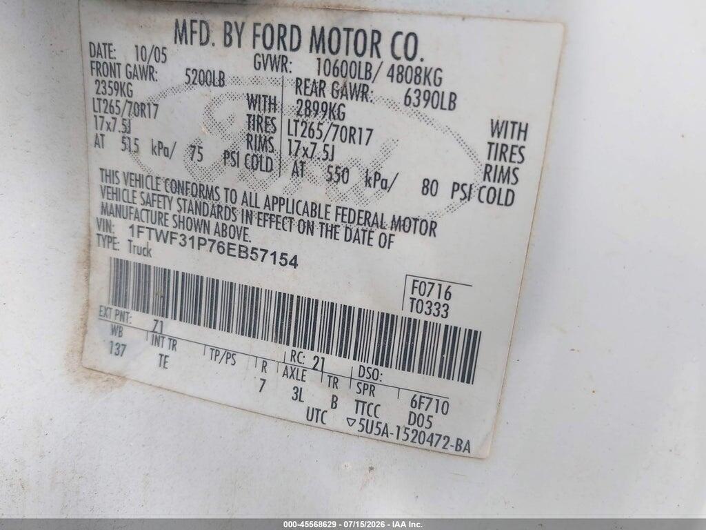 1FTWF31P76EB57154 2006 FORD F-350 photo no. 8