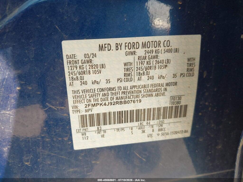 2FMPK4J92RBB07619 2024 FORD EDGE photo no. 9