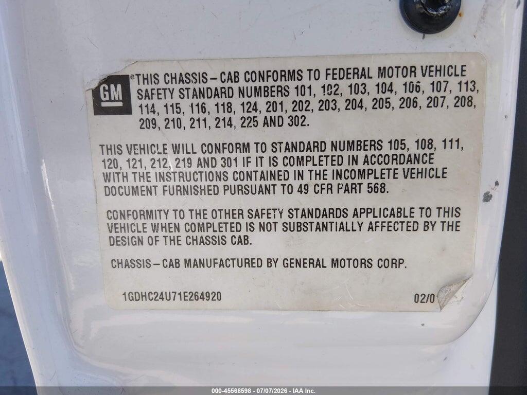 1GDHC24U71E264920 2001 GMC SIERRA 2500HD photo no. 9