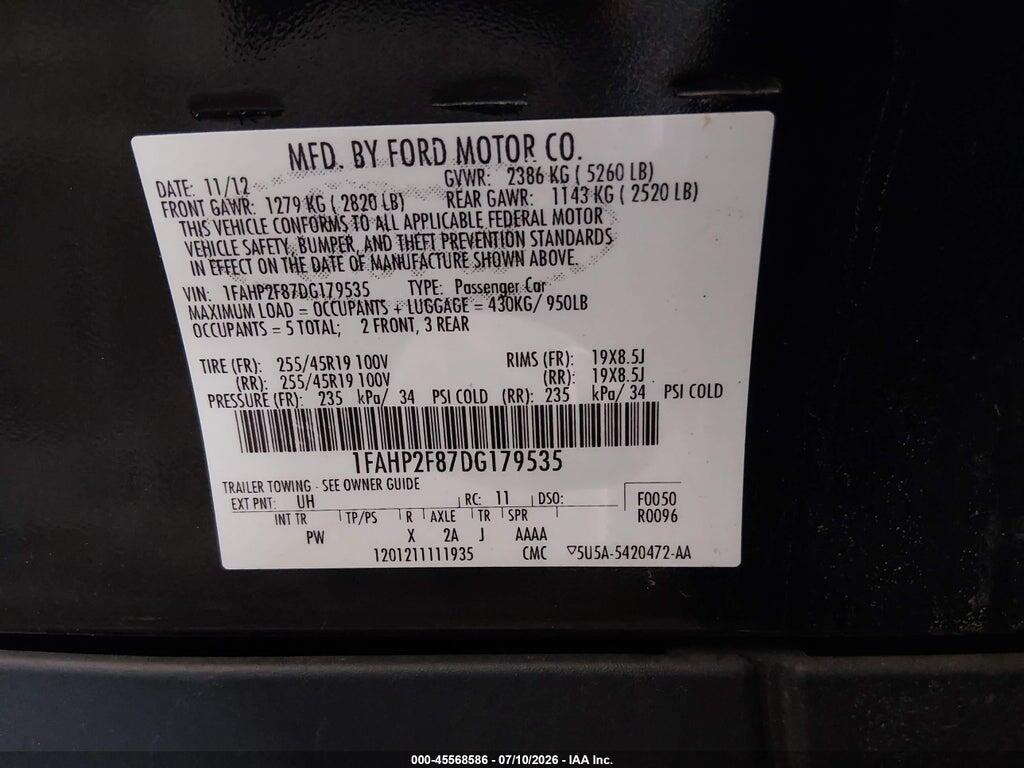 1FAHP2F87DG179535 2013 FORD TAURUS photo no. 9