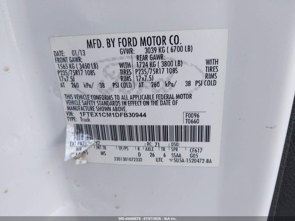 1FTEX1CM1DFB30944 2013 FORD F-150 photo no. 9