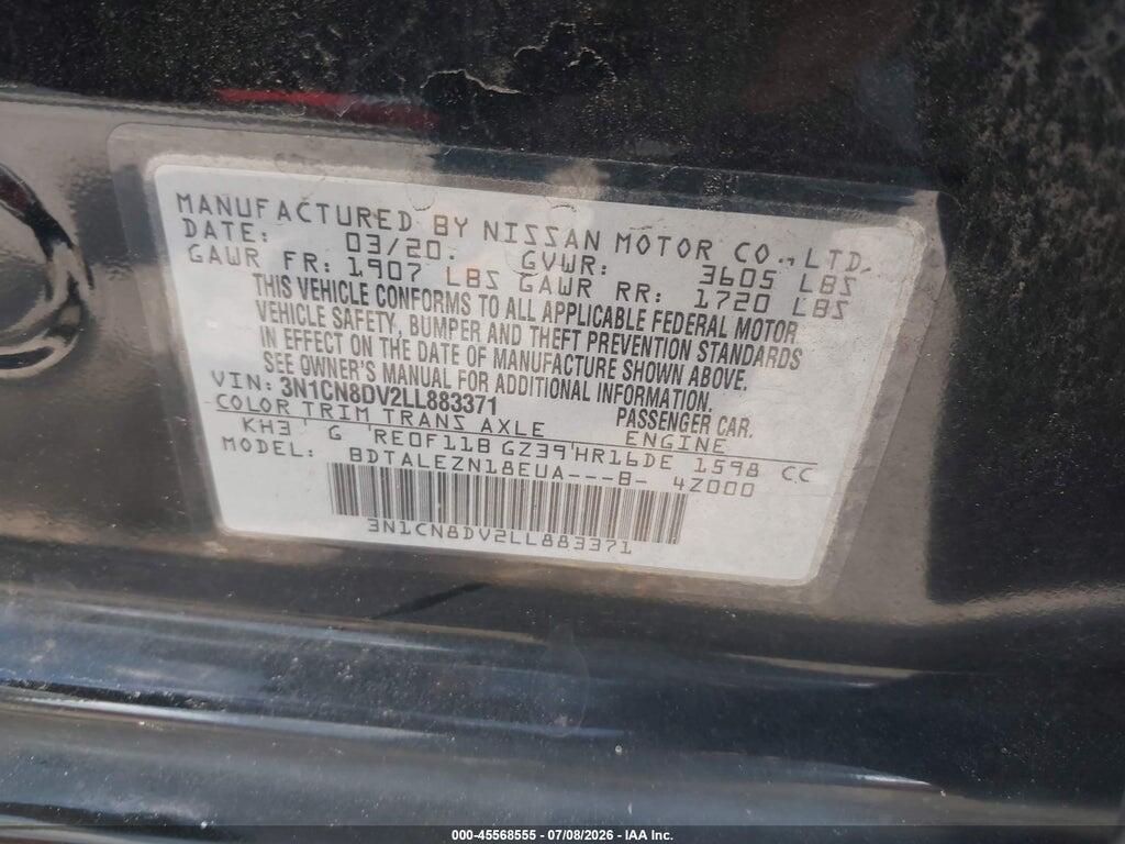 3N1CN8DV2LL883371 2020 NISSAN VERSA photo no. 9