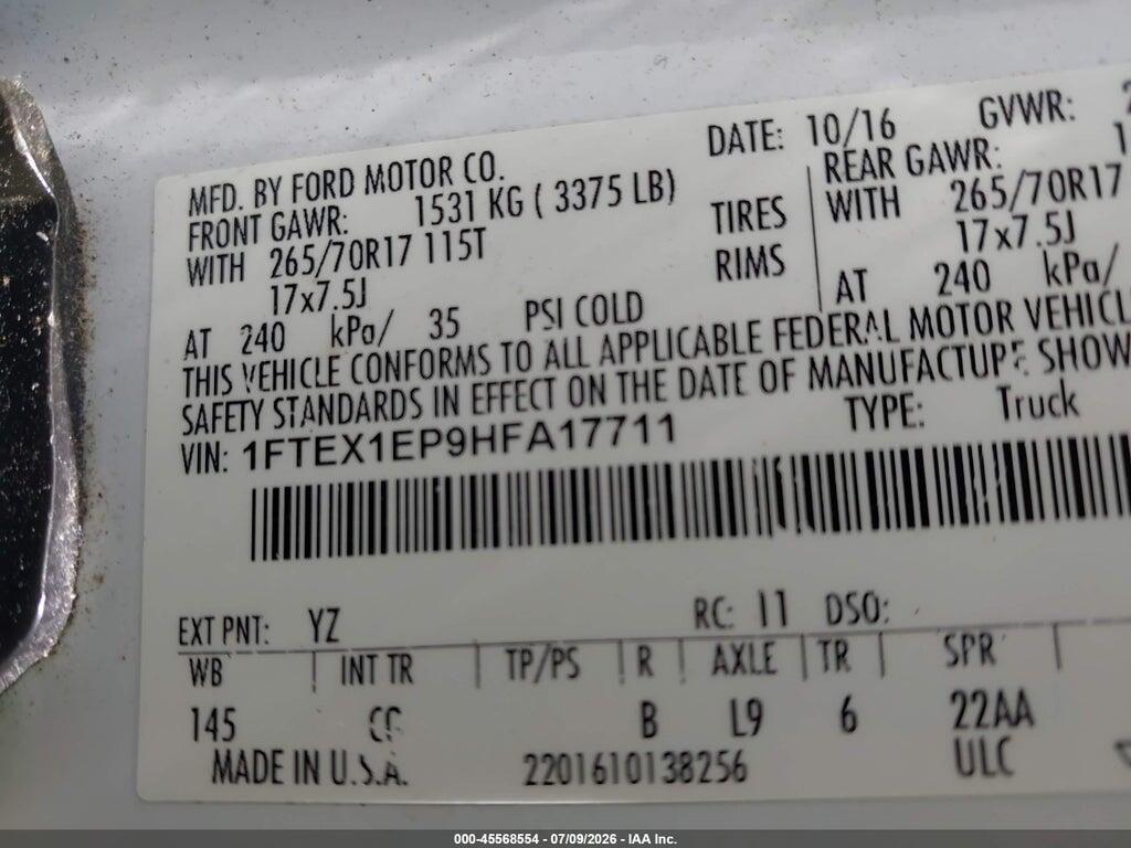 1FTEX1EP9HFA17711 2017 FORD F-150 photo no. 9