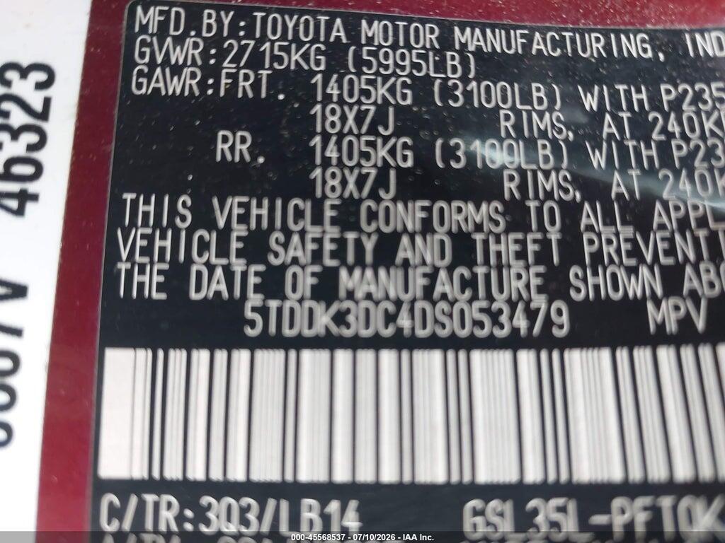 5TDDK3DC4DS053479 2013 TOYOTA SIENNA photo no. 9