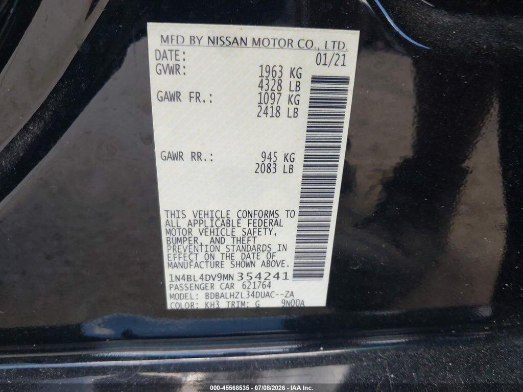 1N4BL4DV9MN354241 2021 NISSAN ALTIMA photo no. 9