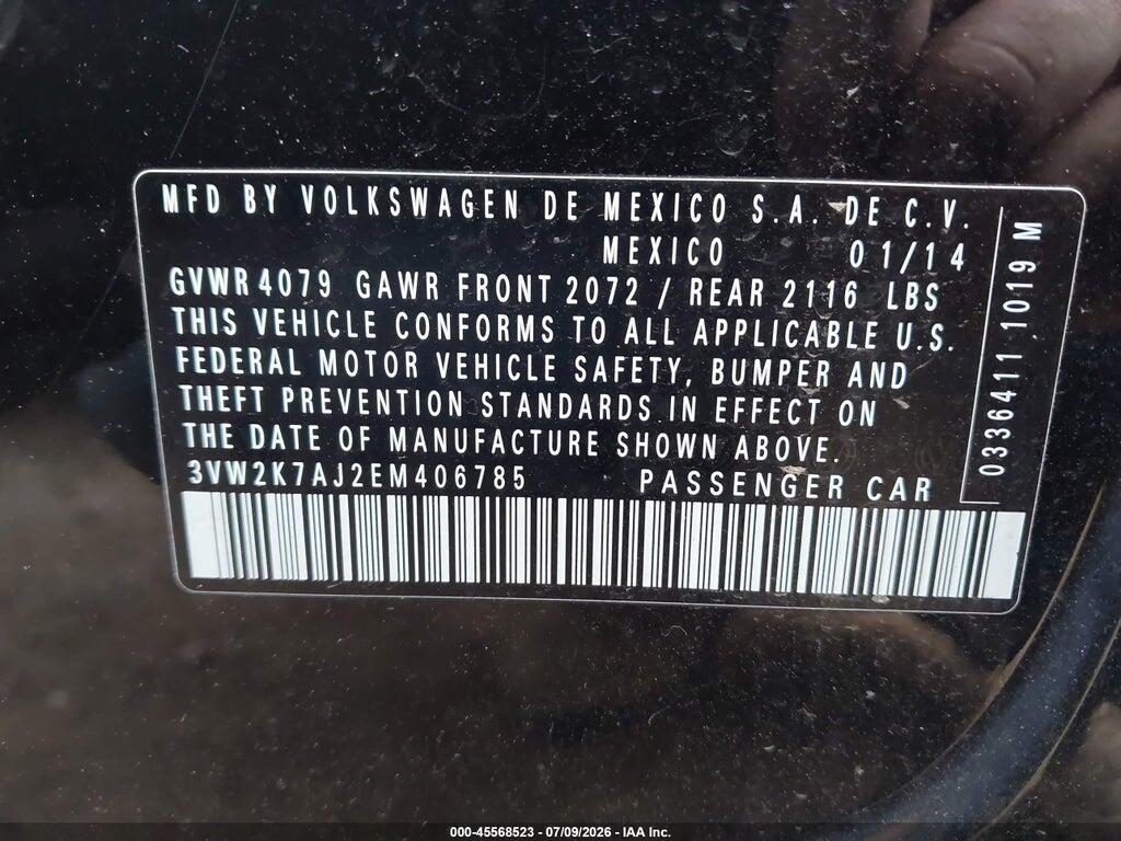 3VW2K7AJ2EM406785 2014 VOLKSWAGEN JETTA photo no. 9