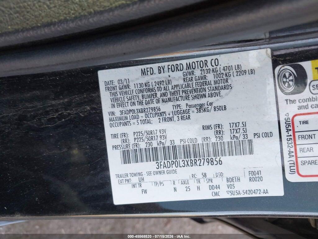 3FADP0L3XBR279856 2011 FORD FUSION HYBRID photo no. 9