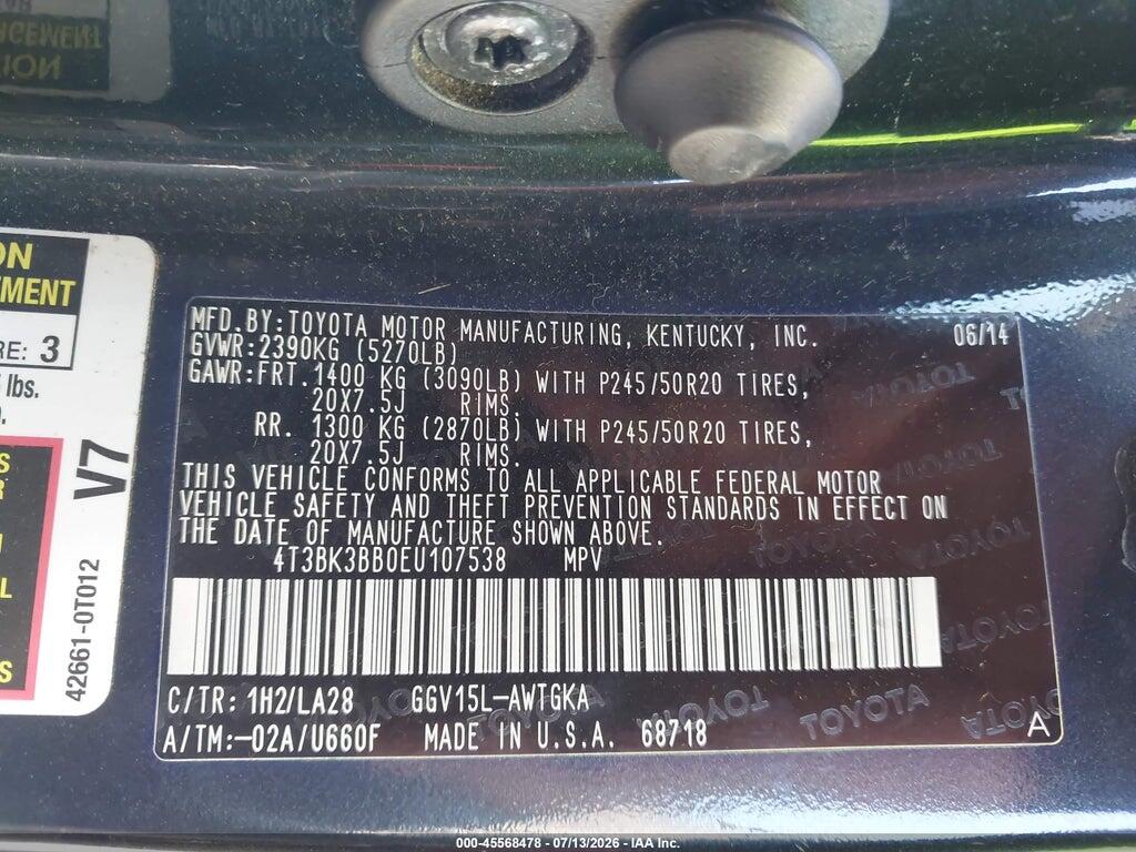 4T3BK3BB0EU107538 2014 TOYOTA VENZA photo no. 9