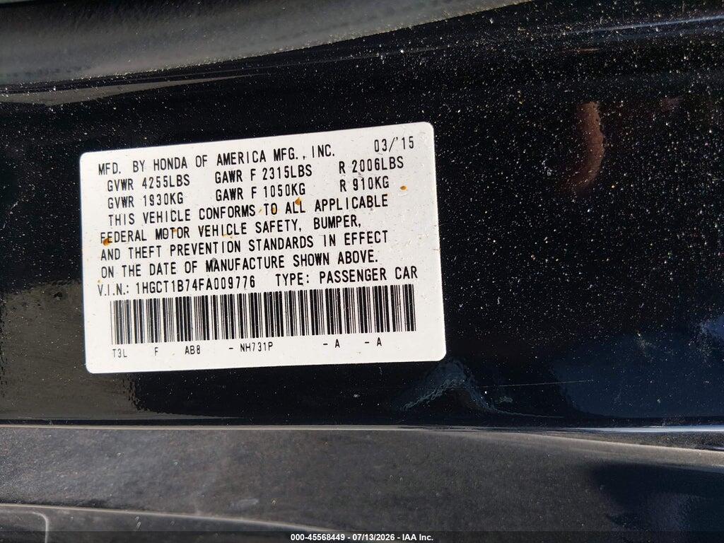 1HGCT1B74FA009776 2015 HONDA ACCORD photo no. 9
