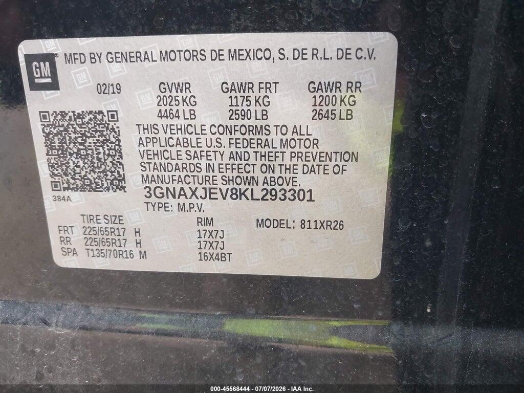3GNAXJEV8KL293301 2019 CHEVROLET EQUINOX photo no. 9