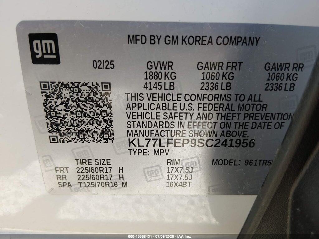 KL77LFEP9SC241956 2025 CHEVROLET TRAX photo no. 9